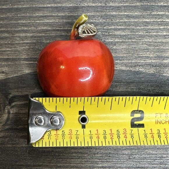 Vintage HAR Red Apple Brooch Pin Enamel Over Metal Hargo Rhinestones Signed - Picture 11 of 12